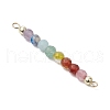 Natural Agate & Carnelian & Green Aventurinee & Aquamarine & Amethyst Faceted Round Beaded Chakra Connector Charms PALLOY-JF03455-2