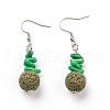 Natural Lava Rock Dangle Earrings EJEW-E260-B14-1