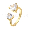 Brass Micro Pave Cubic Zirconia Cuff Rings for Women RJEW-F181-10G-01-2