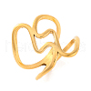 Ion Plating(IP) 304 Stainless Steel Wave Finger Rings for Women RJEW-S414-30B-G-1
