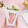 Mother's Day Trapezoid Paper Flower Gift Tote Bags with Plastic Visible Window ABAG-WH0045-25C-3