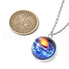 304 Stainless Steel Glass Space Pendant Necklaces NJEW-JN05192-04-3