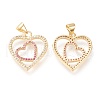 Brass Micro Pave Clear Cubic Zirconia Pendants ZIRC-L096-26G-2