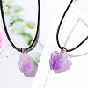 Natural Amethyst Raw Rough Nuggets Pendant Necklaces FS-WGF5E50-01-2