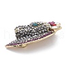 Horse's Head Alloy Rhinestone Brooches JEWB-E041-18AB-01-2