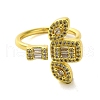 Brass with Cubic Zirconia Rings RJEW-B057-04G-03-2