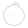 Brass & White ABS Imitation Pearl Handmade Link Chain Necklaces NJEW-M099-01G-2