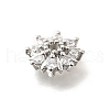 Flower Brass Clear Cubic Zirconia Bead Caps KK-V008-08A-P-2