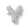 Brass Micro Pave Cubic Zirconia Letter Links KK-I717-04Y-P-1