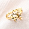 Brass Micro Pave Clear Cubic Zirconia Finger Rings for Women RJEW-U047-06G-1