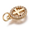 Brass Micro Pave Clear Cubic Zirconia Charms ZIRC-C020-62G-3