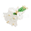 Handmade Glass Beaded Flower with Bowknot Pendants PALLOY-MZ00753-01-3