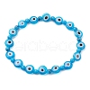 Mixed Gemstones Handmade Evil Eye Lampwork Beaded Stretch Bracelets BJEW-JB10208-3