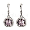 925 Sterling Silver Pave Cubic Zirconia Flat Round Hoop Earrings EJEW-C150-01C-02-4