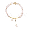 Natural Rose Quartz Round Beaded Charm Bracelets for Women BJEW-JB11931-03-2