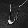 925 Sterling Silver Pave Clear Cubic Zirconia Heart Pendant Necklaces for Women NJEW-D315-04P-1