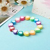 Handmade Polymer Clay Heart Beads Stretch Bracelets BJEW-JB06560-02-2
