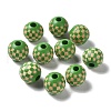 Wood Laser Engraved Tartan Beads WOOD-I011-01B-07-2