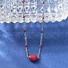 304 Stainless Steel Red Enamel Cable Chain Necklaces NJEW-A045-08P-3
