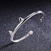 SHEGRACE Cute Design Rhodium Plated 925 Sterling Silver Kitten Cuff Bangle JB166A-2