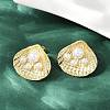 Brass Shell Shape Stud Earrings EJEW-S277-06G-3