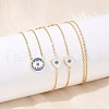 304 Stainless Steel Blue & White Enamel Evil Eye Link Chain Long Necklaces NJEW-V001-02G-2