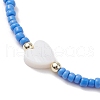 5Pcs 5 Colors Natural Shell Heart & Seed Braided Bead Bracelets Set BJEW-JB10039-01-4