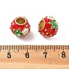 Brass Enamel European Beads KK-R229-01G-3