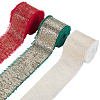 CRASPIRE 3 Roll 3 Styles Single Face Hot Stamping Polyester Frayed Ribbon OCOR-CP0001-12B-1