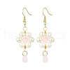 Shell Pearl with Glass Dangle Earring EJEW-JE05931-01-1
