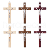 DICOSMETIC 6Pcs 3 Colors Religion Cross Wood Big Pendants WOOD-DC0001-18-9