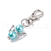 Baking Painted Pearlized Glass Pearl Pendants HJEW-AL0033-01-4