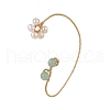 Natural Gemstone & Pearl Braided Flower Cuff Earrings EJEW-JE04957-4