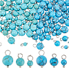 120Pcs 6 Styles Dyed Synthetic Turquoise Round Charms PALLOY-PH01704-1