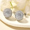 Half Round Brass Micro Pave Clear Cubic Zirconia Stud Earrings EJEW-C126-05P-2