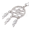 Non-Tarnish Woven Net/Web with Feather 304 Stainless Steel Boho Pendant Necklaces for Women NJEW-G087-07P-2