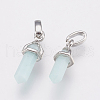 Brass Natural Amazonite Double Terminated Pointed Pendants KK-G343-11S-02P-2