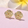Brass Micro Pave Clear Cubic Zirconia Stud Earrings EJEW-D305-19G-5