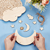 Olycraft 2 Sets 2 Styles Moon & Star Unfinished Wooden WOOD-OC0003-95-3