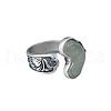 Retro Alloy & Resin Adjustable Open Cuff Rings for Women FS-WG9D7B1-01-6