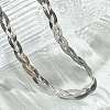 Non-Tarnish 304 Stainless Steel Interlocking Triple Herringbone Chain Necklace for Men Women NJEW-H167-01P-4
