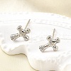 Brass Micro Pave Clear Cubic Zirconia Stud Earrings EJEW-M103-07P-2