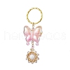 Butterfly Acrylic & Flower Glass Seed Beaded Keychain KEYC-MZ00007-02-1