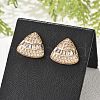 Triangle Brass Micro Pave Clear Cubic Zirconia Stud Earrings for Women EJEW-G428-02G-2
