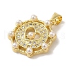 Rack Plating Brass Micro Pave Clear Cubic Zirconia Pendants KK-P267-04B-G-2