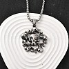 304 Stainless Steel Skull Pendant Necklaces for Women Men NJEW-Z076-01AS-1
