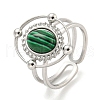 304 Stainless Steel Synthetic Malachite Cuff Rings G-Z056-04P-03-1