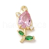 Brass Pave Clear Cubic Zirconia Pendants KK-G499-12G-1