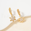 Elegant Brass Clear Cubic Zirconia Snowflake Hoop Earrings BW5107-4