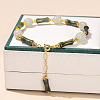 Natural Southern Jade Round Beads Charm Bracelets WG466DA-05-1